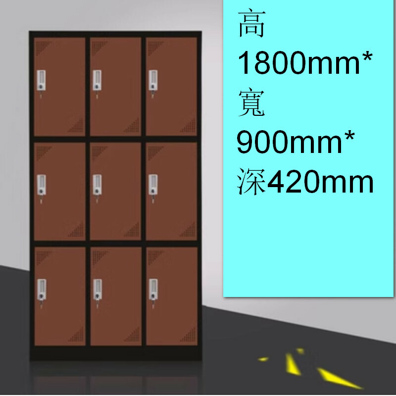 Popular lockable locker [9 doors in black coffee] [thickness 1.2mm]