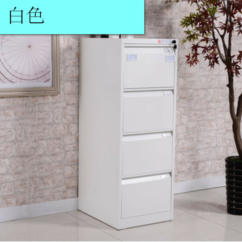 Popular lockable drawer-type storage cabinet [white with four drawers] [thickness 0.7mm]