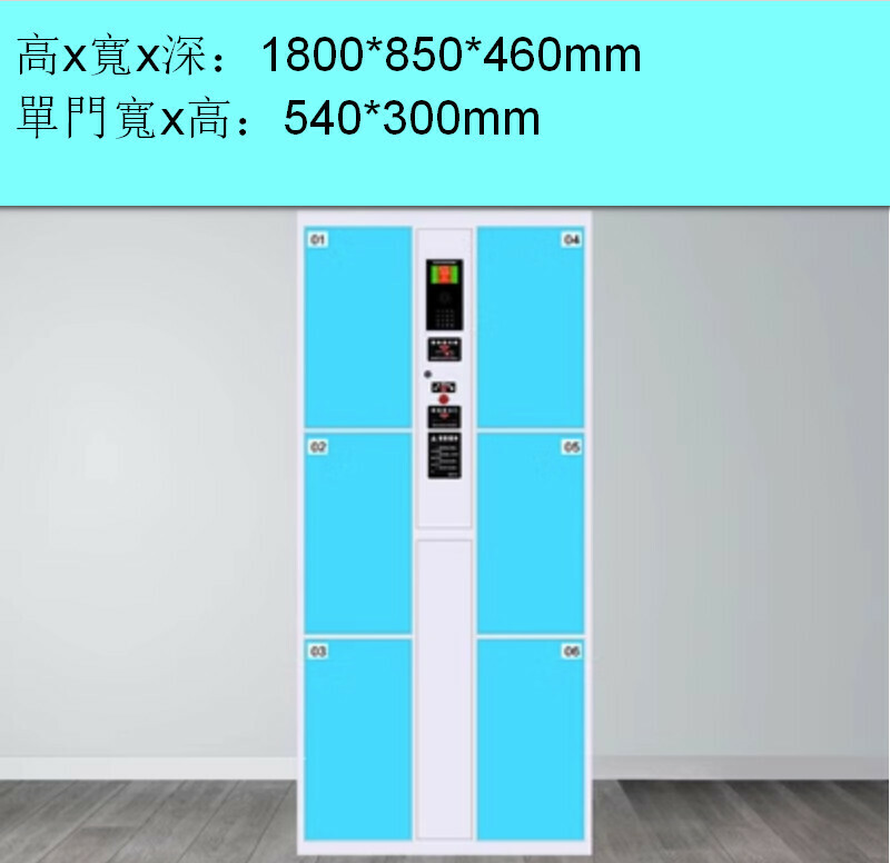 爆款電子儲物櫃【6門紅外掃碼】【天藍色】