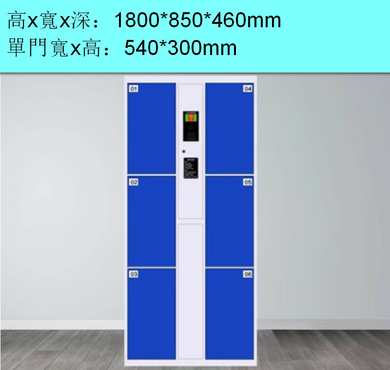 爆款電子儲物櫃【6門自編密碼】【深藍色】