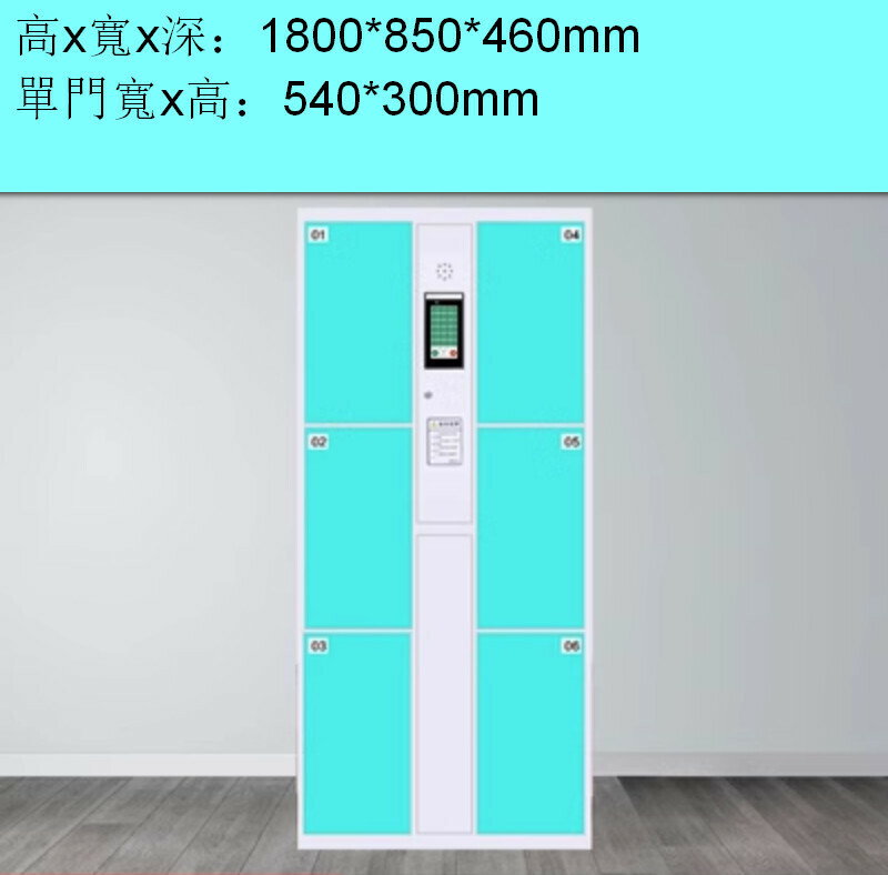 爆款電子儲物櫃【6門人臉識別】【天藍色】