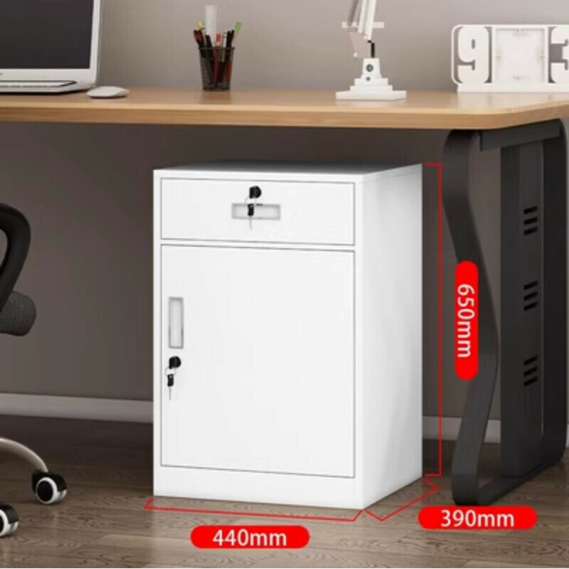 Popular lockable storage cabinet [white cabinet with one drawer and one door] [thickness 1.4mm]
