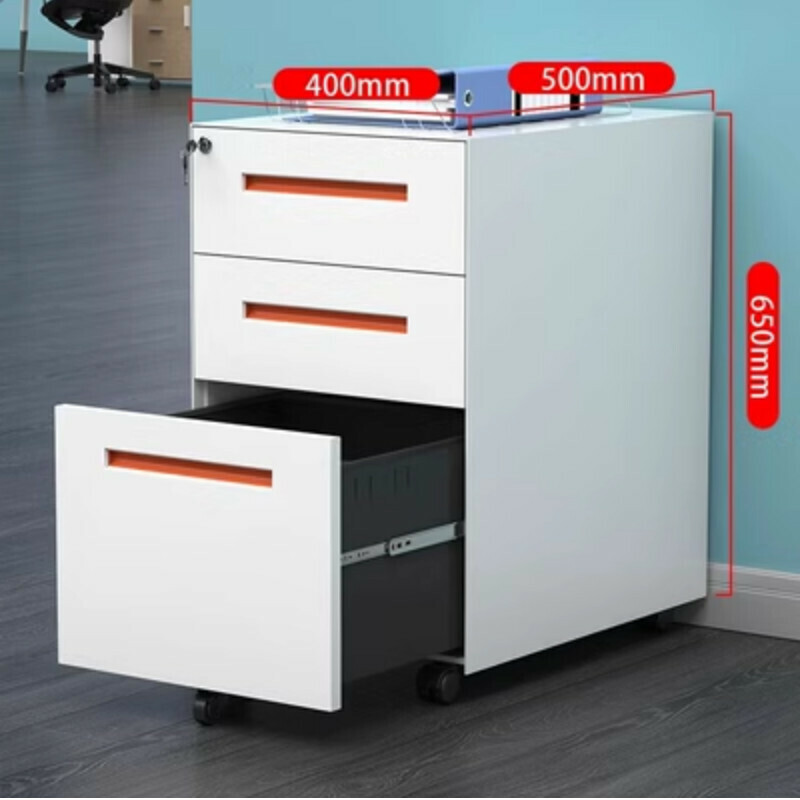Popular lockable storage cabinet [orange handle movable cabinet] [thickness 1.4mm]