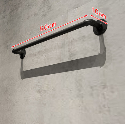 New wall-mounted clothes rack storage rack bathroom towel rack (black, 60x10cm)