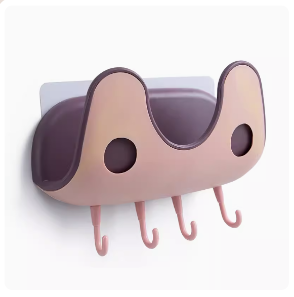 Hot selling no-punch wall-mounted rack (second generation multifunctional pot lid rack [pink purple])
