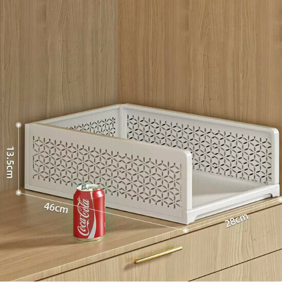 Hot Selling Wardrobe Layered Partitions Desktop Bookshelf Storage Basket Cabinet Storage Basket Bathroom Storage Basket [Medium Size] [1 Pack] Short Style | Depth 46 Width 28 Height 13.5cm]