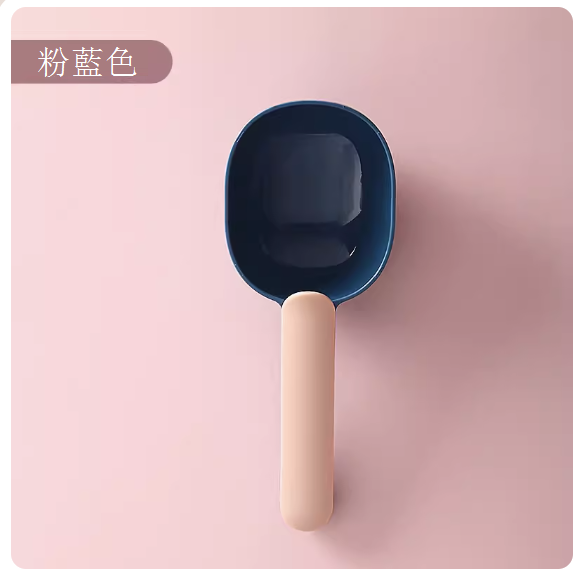 熱賣家用塑料長柄帶夾量勺（粉藍色）