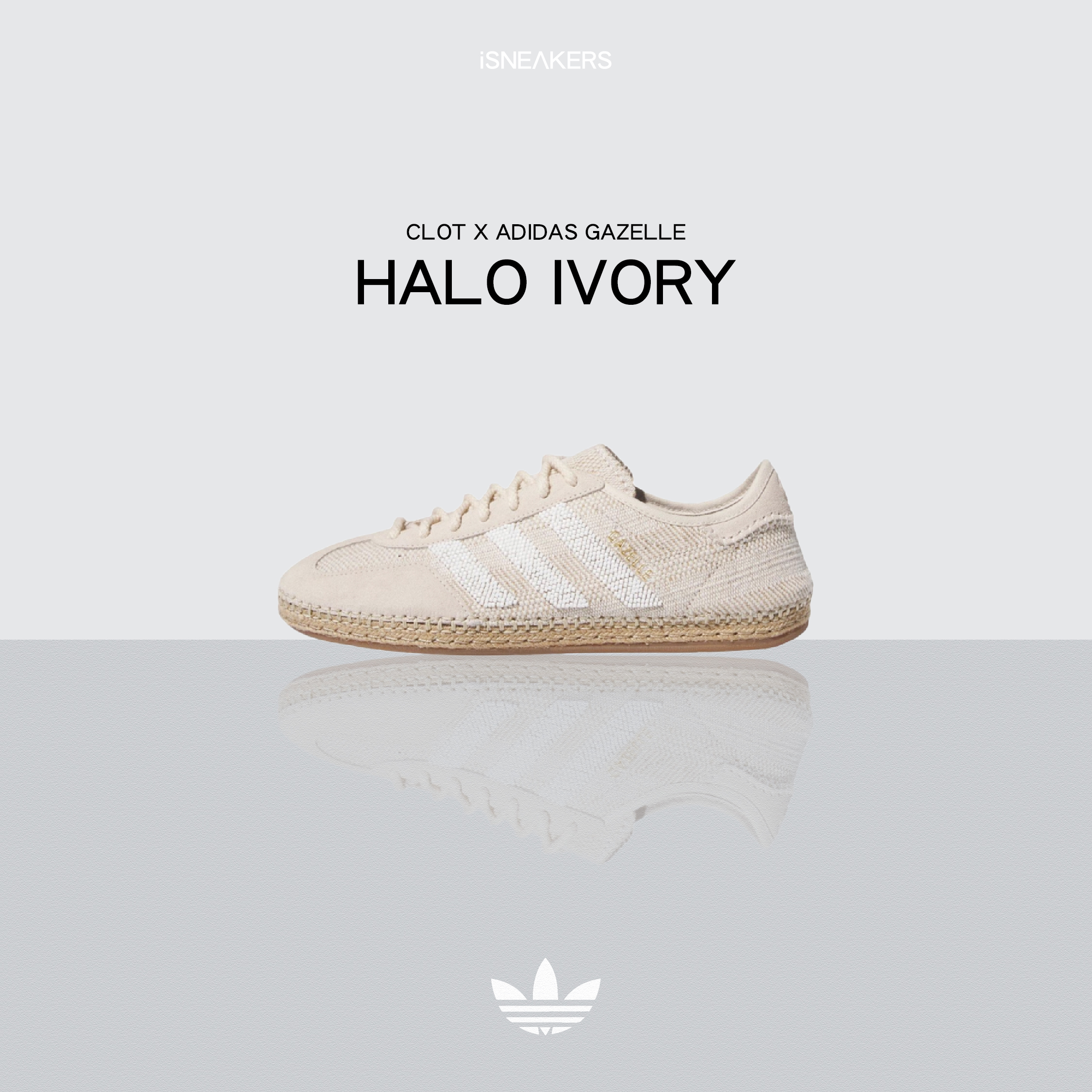 iSNEAKERS｜CLOT x Adidas Gazelle "Halo Ivory" 棉麻米色 Jennie Blackpink IH3144