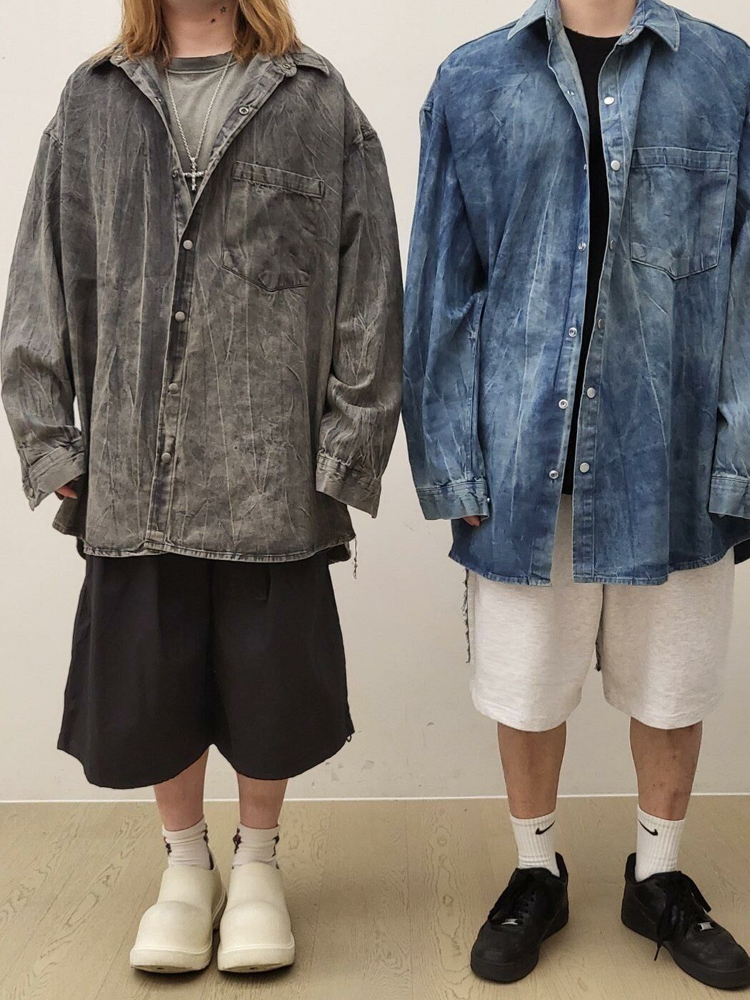 洗水牛仔長袖恤衫 GLAMOUR-019S