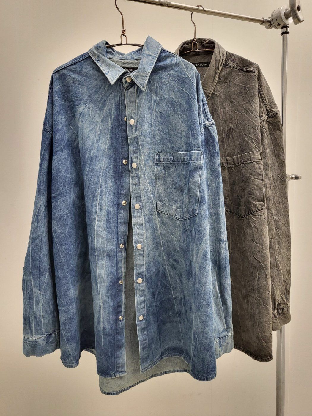 洗水牛仔長袖恤衫 GLAMOUR-019S