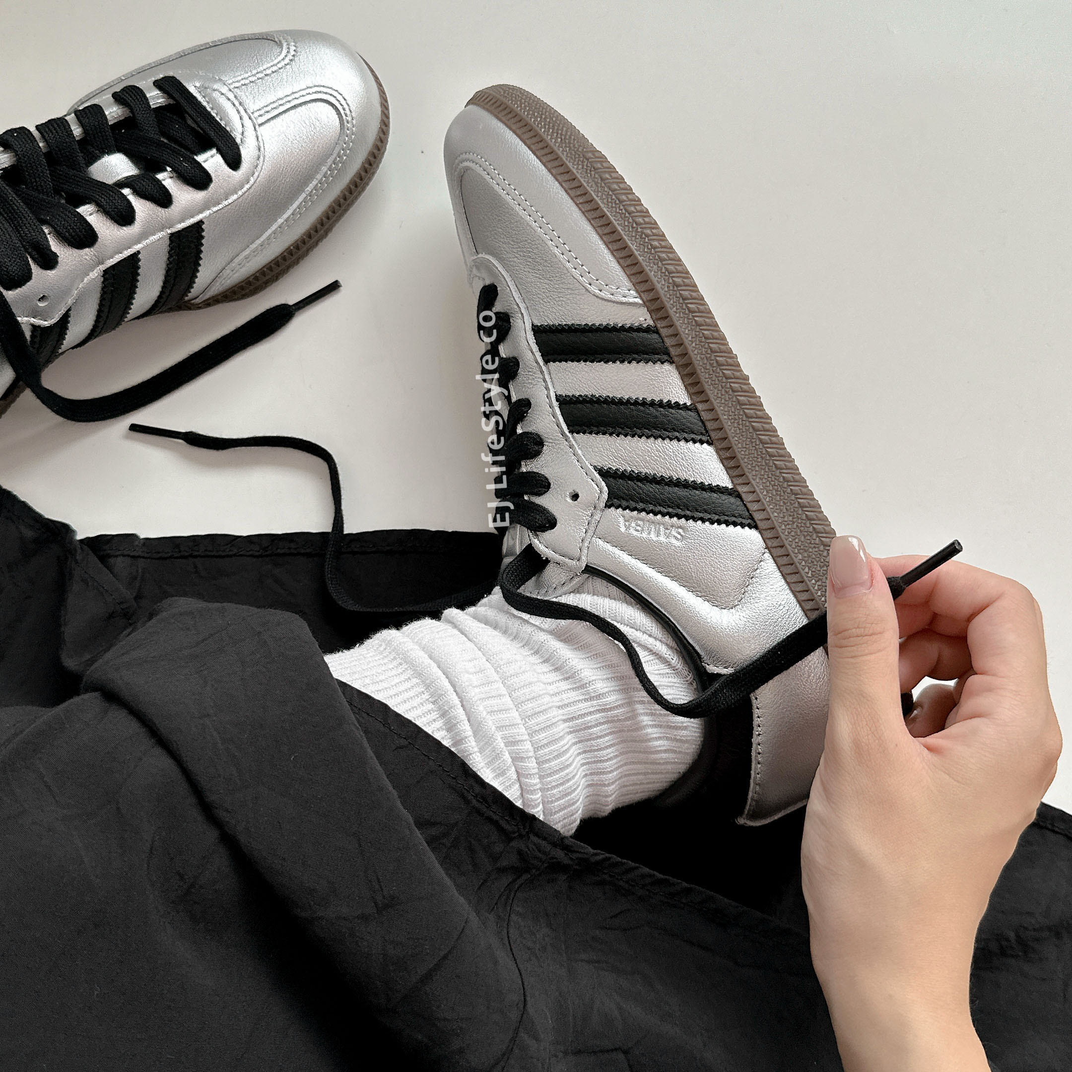 ADIDAS SAMBA OG 金屬 黑 銀色 焦糖底 仿皮革 Y2K 復古 JI4218 / 現貨