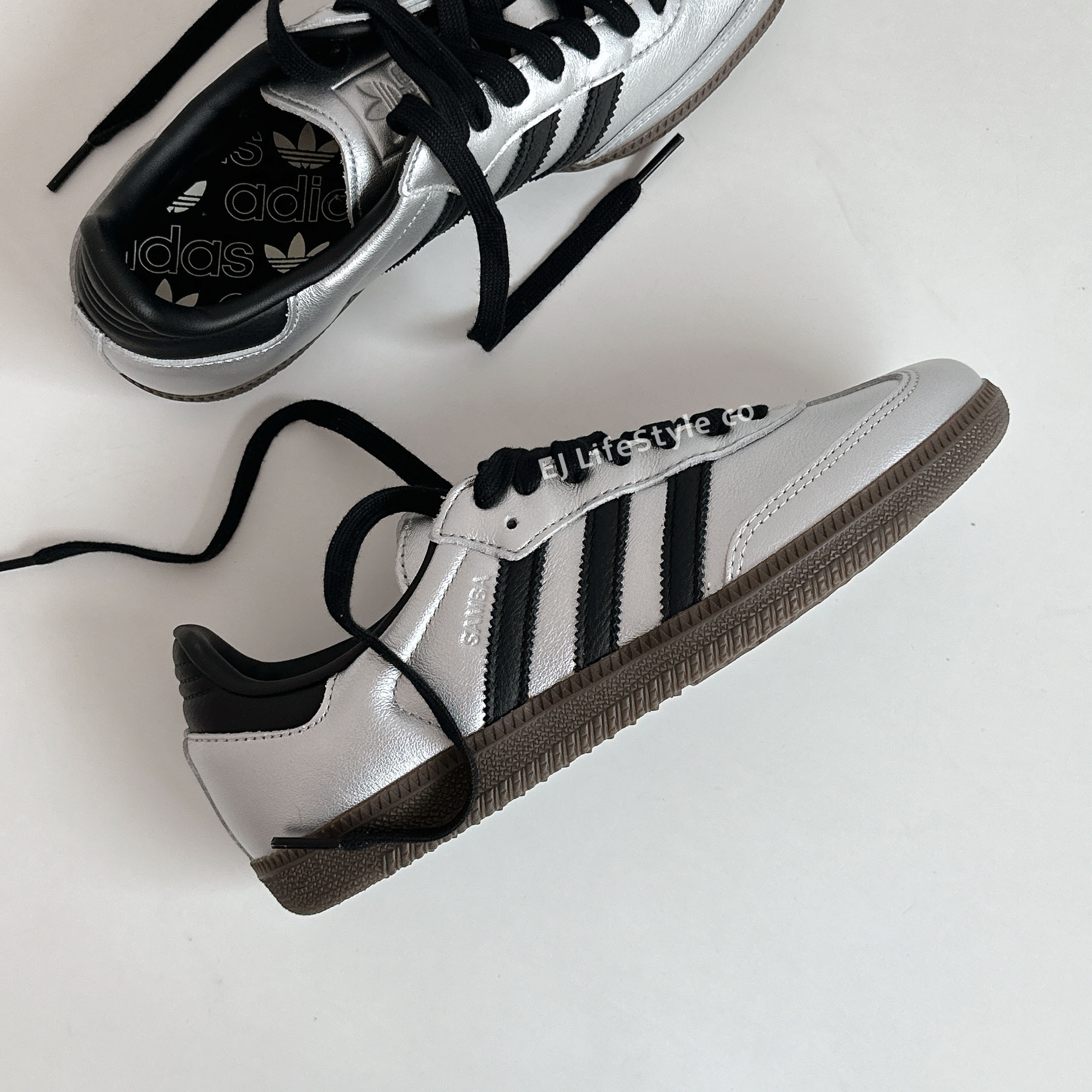 ADIDAS SAMBA OG 金屬 黑 銀色 焦糖底 仿皮革 Y2K 復古 JI4218 / 現貨