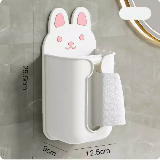 New wall-mounted punch-free cartoon tissue box (white rabbit)