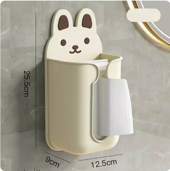 New wall-mounted punch-free cartoon tissue box (khaki rabbit)