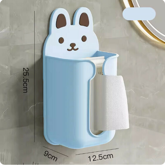 New wall-mounted punch-free cartoon tissue box (Blue Rabbit)