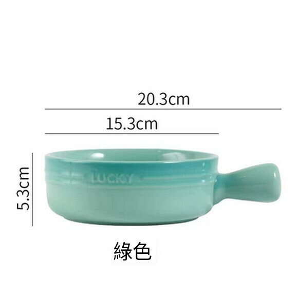 Hot recommended ceramic bowl with handle instant noodle bowl breakfast bowl home oven baked rice bowl fruit bowl salad bowl (colorful handle bowl-green)