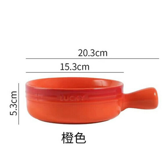 Hot recommended ceramic bowl with handle instant noodle bowl breakfast bowl home oven baked rice bowl fruit bowl salad bowl (colorful handle bowl-orange)