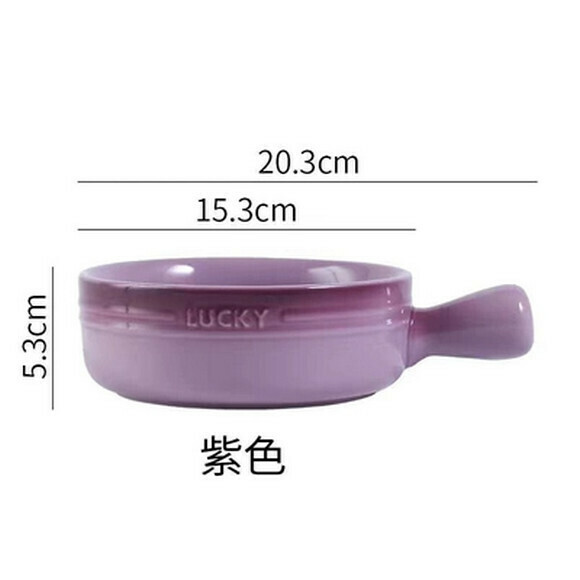 Hot recommended ceramic bowl with handle instant noodle bowl breakfast bowl home oven baked rice bowl fruit bowl salad bowl (colorful handle bowl - purple)