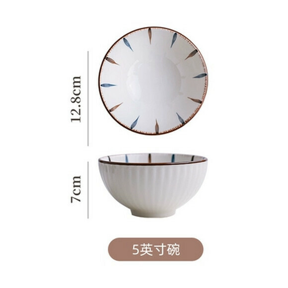 熱推陶瓷泡面碗家用小碗米飯碗大號湯碗水果碗早餐碗（蘭禾5寸飯碗）