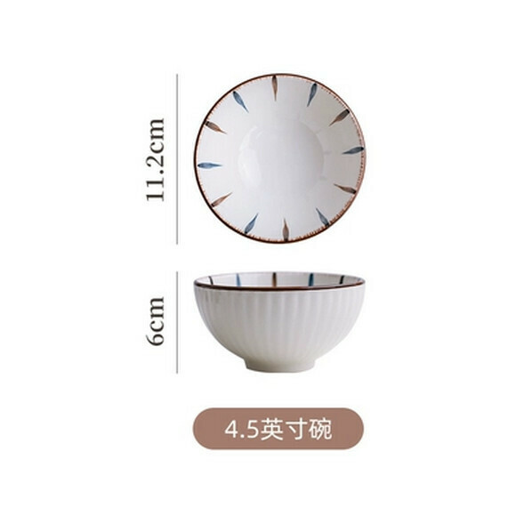 熱推陶瓷泡面碗家用小碗米飯碗大號湯碗水果碗早餐碗（蘭禾4.5寸飯碗）