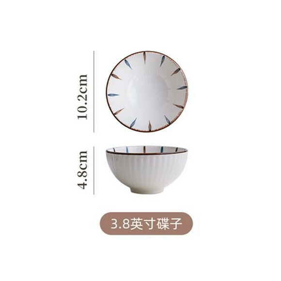 熱推陶瓷泡面碗家用小碗米飯碗大號湯碗水果碗早餐碗（蘭禾3.8寸小碗）