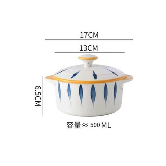 Hotly recommended ceramic steamed egg bowl, baby small bowl with lid, steamed rice bowl, stew pot, children's steamed egg custard bowl (medium-sized straw bowl with lid (500ml))