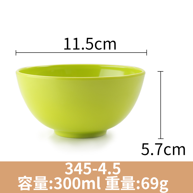 Hot recommended creative melamine tableware rice bowl, porridge bowl, noodle bowl, hot pot bowl (345-4.5 green)
