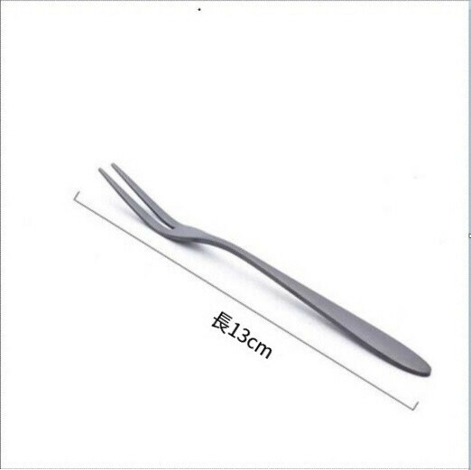Hot recommendation household spoon fork long handle coffee stirring spoon soup spoon (titanium black-fruit fork)