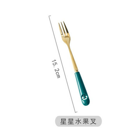 熱推陶瓷柄不銹鋼牛排刀叉勺西餐餐具（星星水果叉）