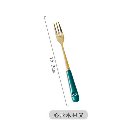熱推陶瓷柄不銹鋼牛排刀叉勺西餐餐具（心形水果叉 ）