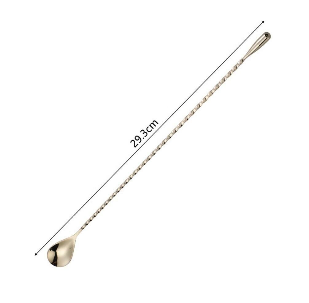 熱推不銹鋼長吧勺雞尾酒攪拌棒（水滴吧勺金色-29.3cm-【2個裝】）