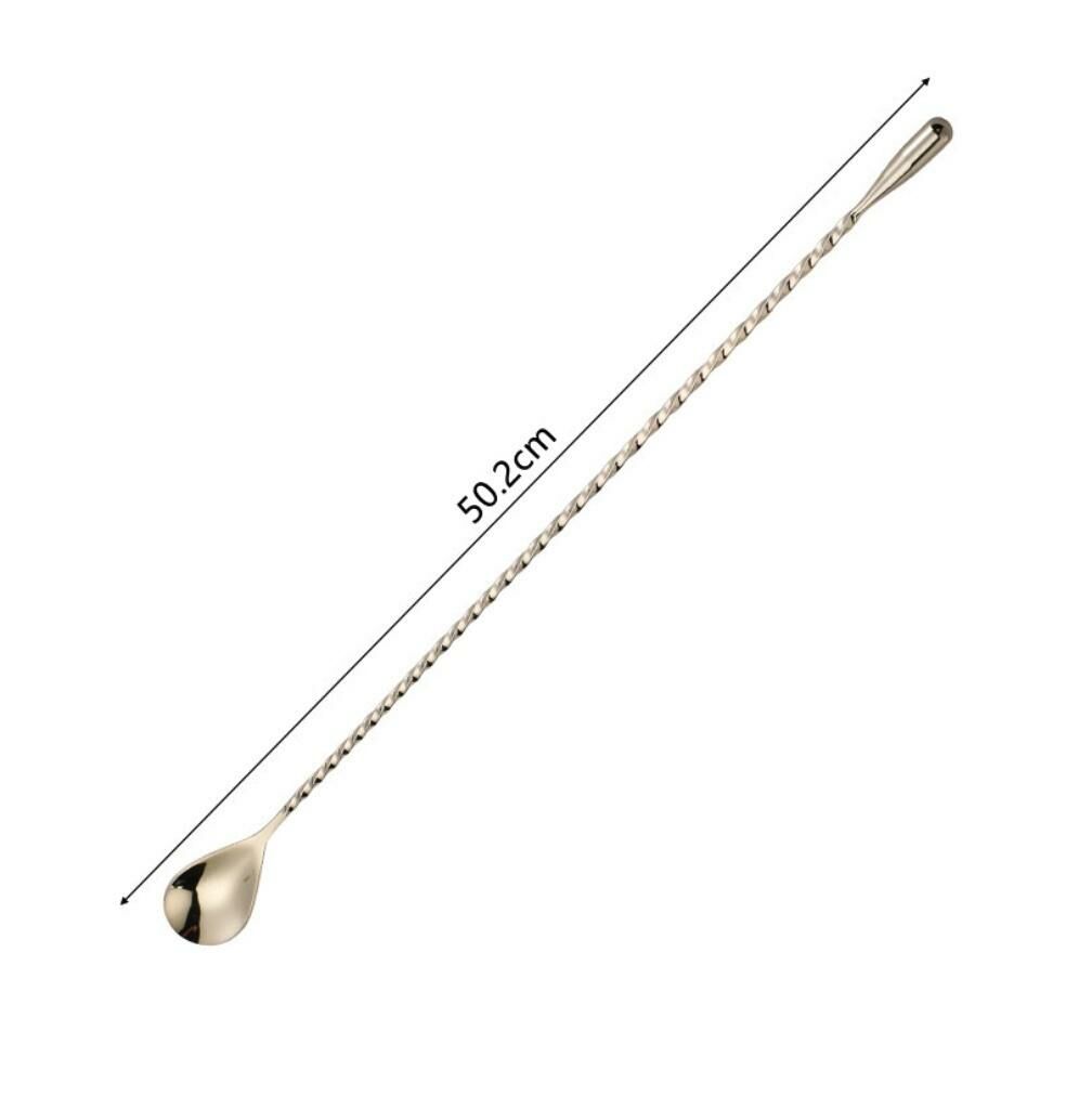 熱推不銹鋼長吧勺雞尾酒攪拌棒（水滴吧勺金色-50.2cm-【2個裝】）