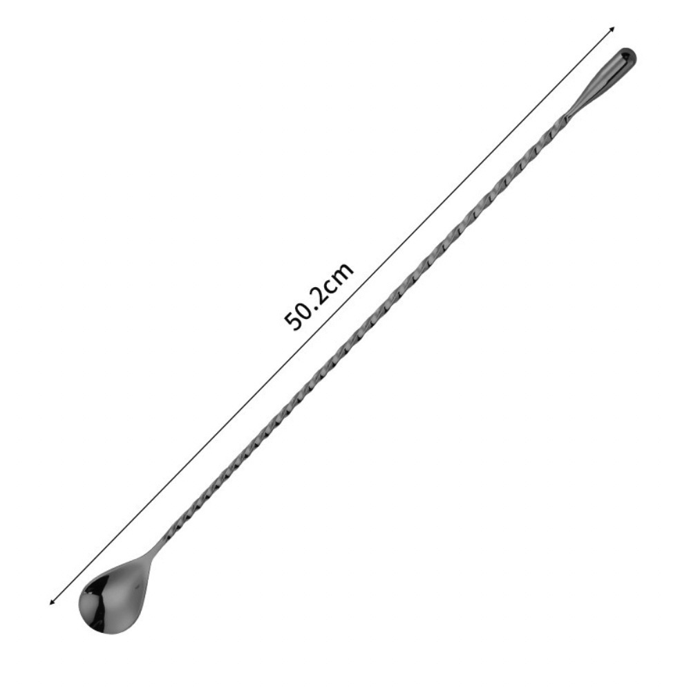 熱推不銹鋼長吧勺雞尾酒攪拌棒（水滴吧勺黑色-50.2cm-【2個裝】）