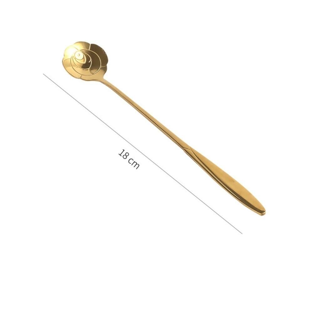 熱推創意可愛櫻花勺湯匙 攪拌棒 咖啡勺 餐具（金色玫瑰花勺-【2個裝】）