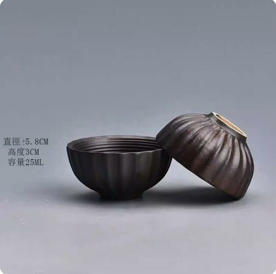 爆款陶瓷功夫茶具品茗杯茶杯(柴燒螺紋杯單杯)