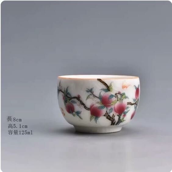 新款陶瓷功夫茶具品茗杯茶杯(壽桃主人杯)