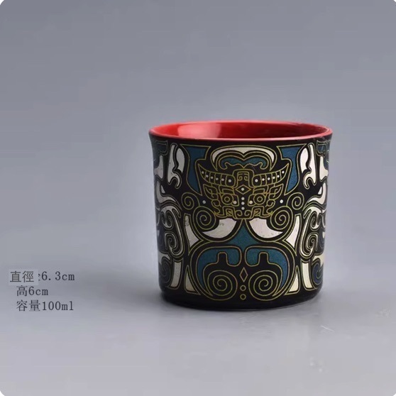 新款陶瓷功夫茶具品茗杯茶杯(金銀錯饕餮杯)