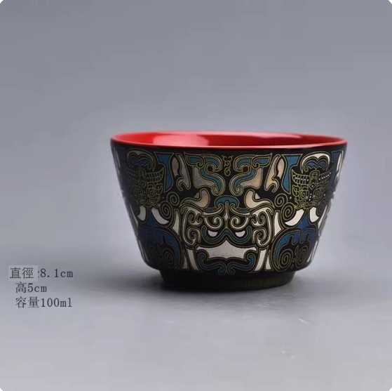 新款陶瓷功夫茶具品茗杯茶杯(金銀錯福源盃)