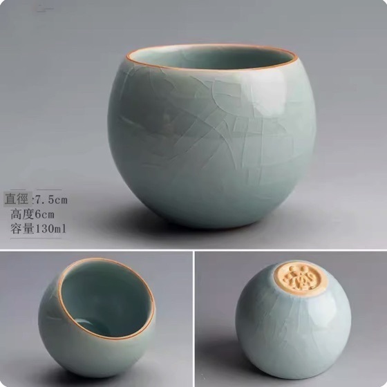 新款陶瓷功夫茶具品茗杯茶杯(輕彩羅漢杯·天青)