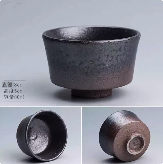 新款陶瓷功夫茶具品茗杯茶杯(窯變粗陶平心杯)