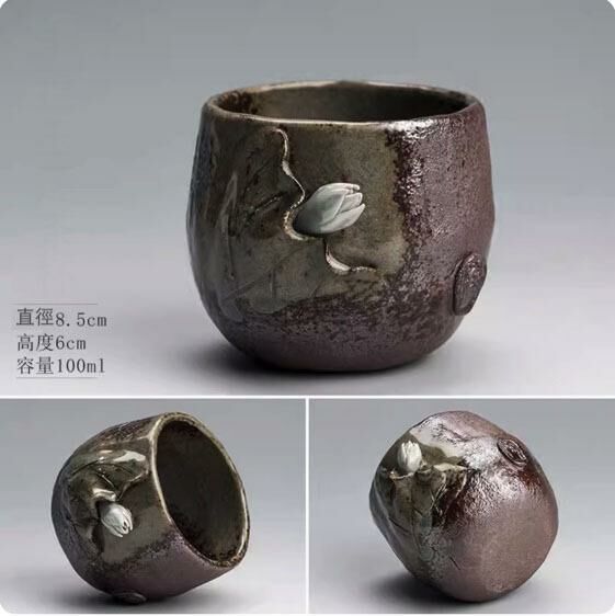 新款創意浮雕手捏茶杯品茗杯(手捏玉蓮茶杯)