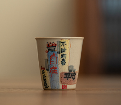 新款陶瓷喝茶小杯子（錦灰堆-手繪茶杯【自在】）