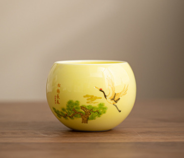 新款茶杯茶盞單杯（圓禧杯--松鶴長春）