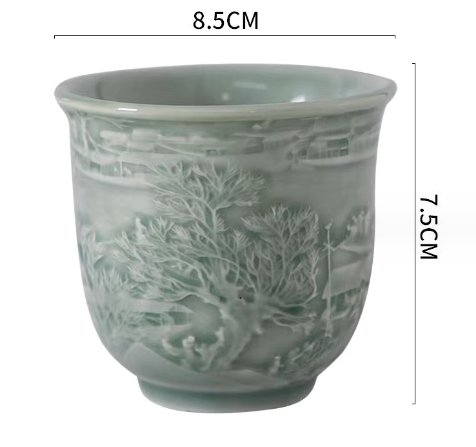 New ceramic tea cup (Azure Master Cup--Along the River During Qingming Festival)