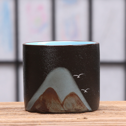 新款茶具陶瓷茶杯（萬裏江山直身杯--禪黑）