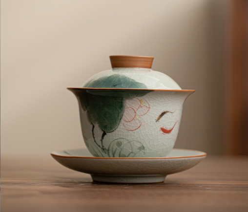 New tea cups and bowls (hand-painted by Ge Kiln-Gaiwan [Fish Show])