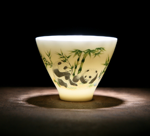 New white porcelain tea cup (mutton-fat jade hat cup--Cat Bear (60ml))