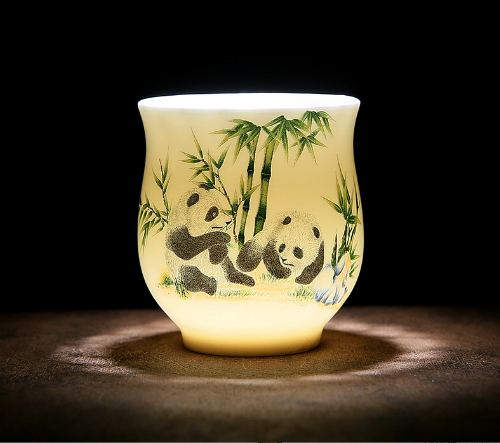 New white porcelain tea cup (mutton fat jade gourd cup - cat bear (135ml))