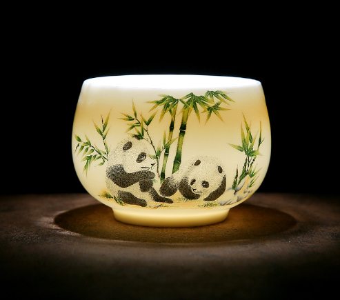 New white porcelain tea cup (mutton fat jade general cup - cat bear (200ml))