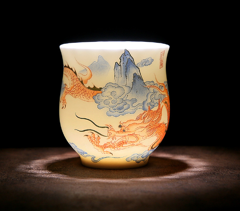 New white porcelain tea cup (mutton fat jade gourd cup - Xianglong (135ml))